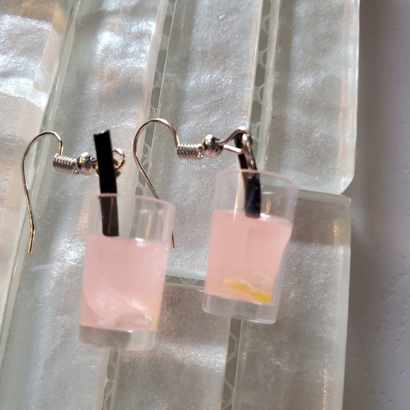 Pink Lemonade Drink Dangle Earrings - Picture 7 of 9
